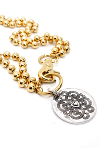 Convertible Necklace Short or Long With Heart Design Disc - N2-228GD