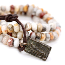 Load image into Gallery viewer, Crazy Lace Agate Reversible Vintage Buddha Charm Bracelet -Buddha Collection-
