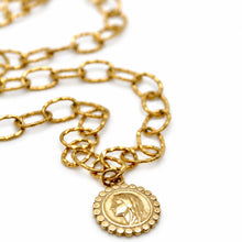 Load image into Gallery viewer, Gold Chain French Religious Medal Short Necklace - FMN10
