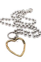 Load image into Gallery viewer, Brass Cutout Heart Convertible Silver Chain Necklace
