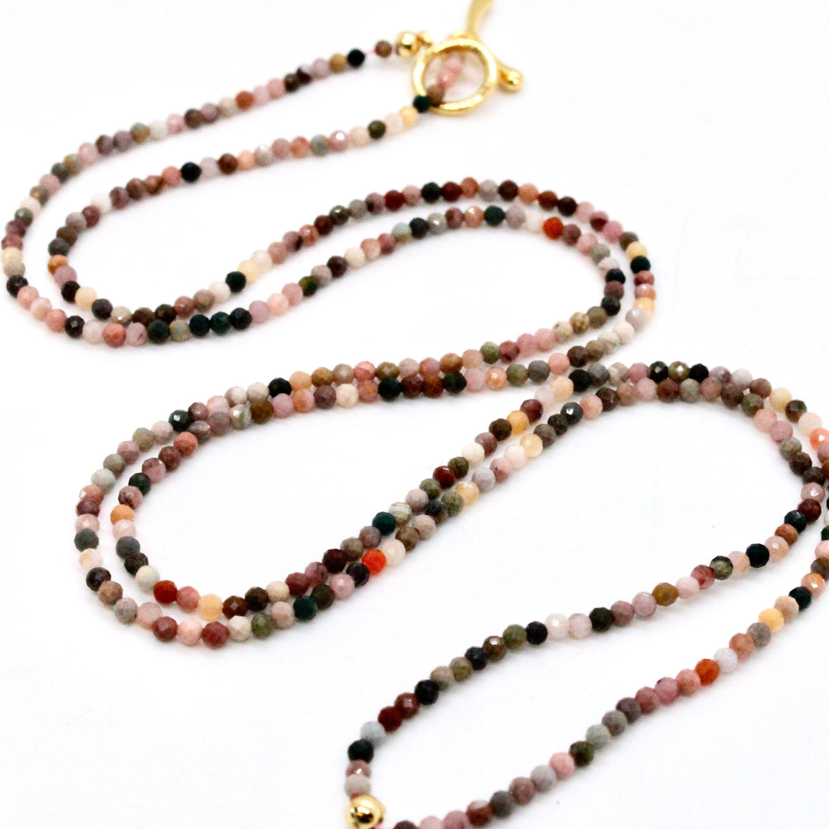 Delicate Faceted Mini Semi Precious Stone Alashan Agate Beaded Necklace - N9-103
