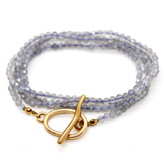 Luxury Faceted Long Labradorite Necklace or Bracelet - N9-306