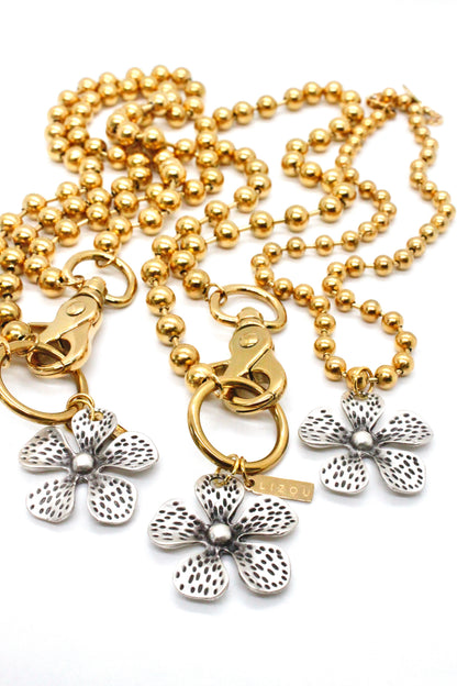 Dotted Flower Pendant Convertible Gold Chain Necklace