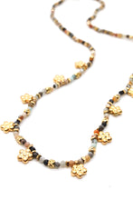 Load image into Gallery viewer, Mini Gold Daisy Semi Precious Stone Necklace N2-2445 -French Flair Collection-
