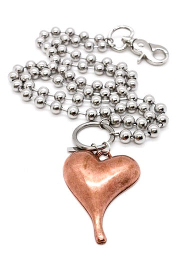 Simple Copper Pendant Convertible Silver Chain Necklace