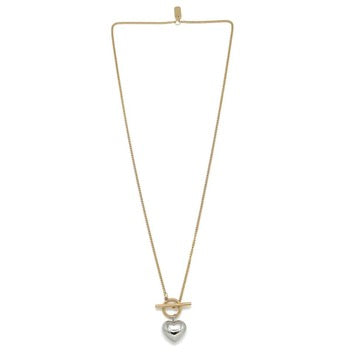 Two Tone Short Heart Necklace
