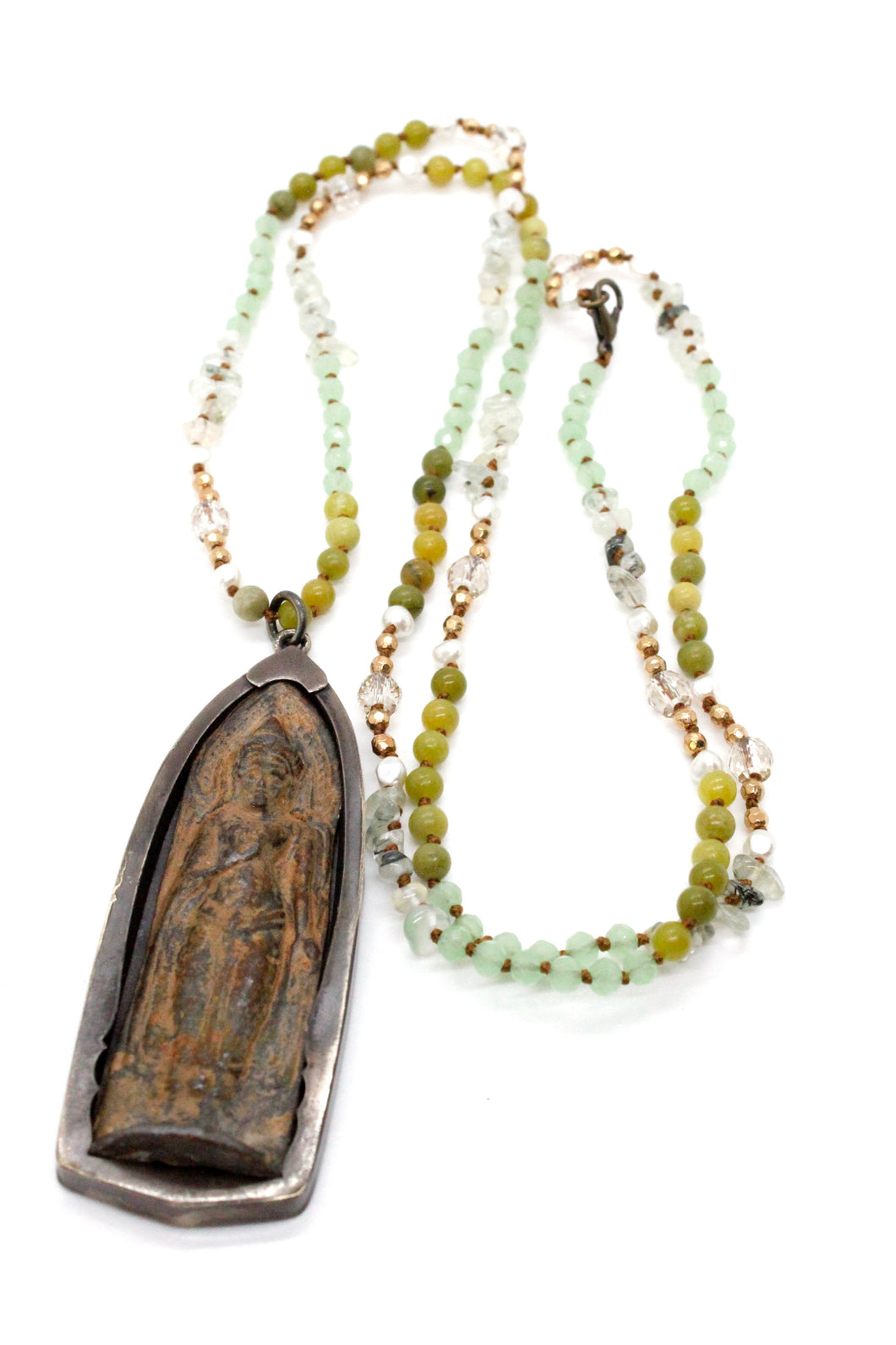 Buddha Necklace 22 - Semi Precious Stone Buddha Charm - One of a Kind -