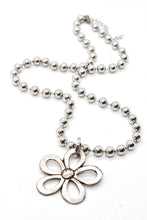 Load image into Gallery viewer, Single Silver Ball Chain Necklace with Small Silver Daisy Charm -The Classics Collection-
