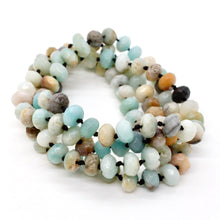 Load image into Gallery viewer, Hand-Knotted Long Faceted Amazonite Rondelle Bead Necklace
