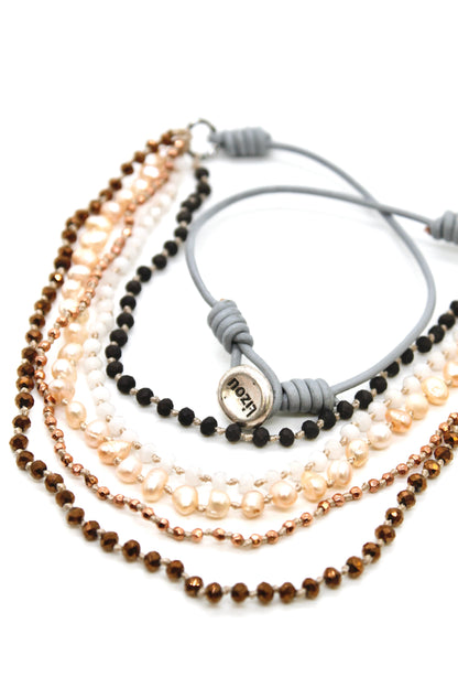 Semi Precious Stone Multi Strand Short Necklace - NLS-Jicama