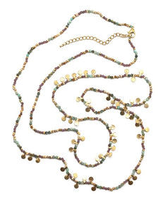 Museum Style African Turquoise and Garnet Necklace or Bracelet with 24K Gold Plate Mini Charms -  N2-2659