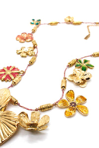 Summer Flower Charm Necklace with Enamel - N2-2566