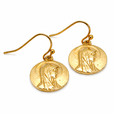 Load image into Gallery viewer, Simple Bronze French Religious Medal Earrings - FME01
