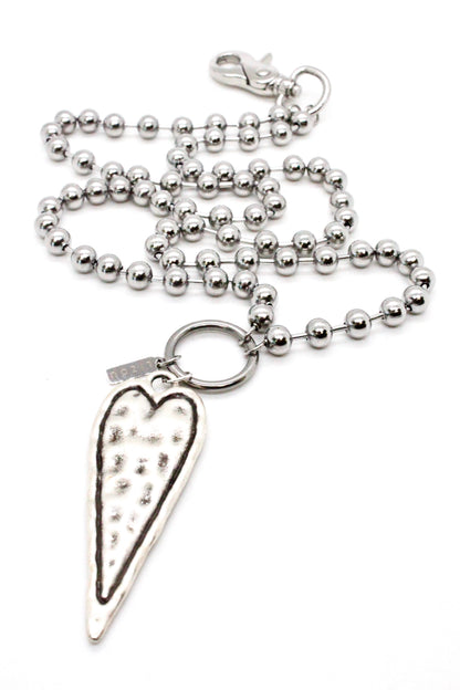 Elongated Heart Convertible Silver Chain Necklace