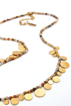 Load image into Gallery viewer, Short Mini Gold Disc Charm Crazy Agate Necklace - N2-2612CA

