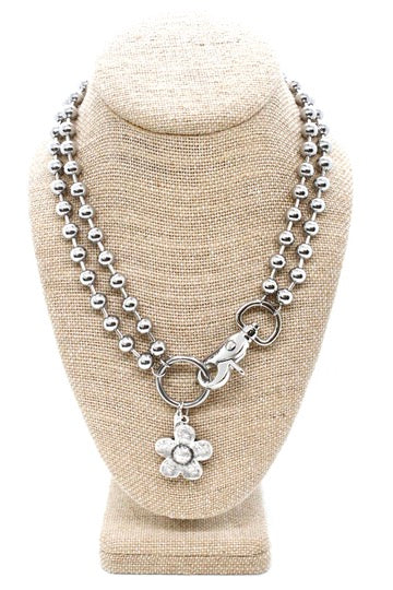Simple Daisy Pendant Convertible Silver Chain Necklace