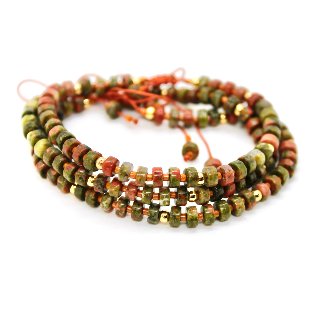Unakite Single String Bracelet - B7-018B
