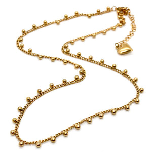 Gold Plate Mini Ball Chain with Heart