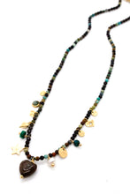 Load image into Gallery viewer, African Turquoise Mini Charm Necklace with Heart
