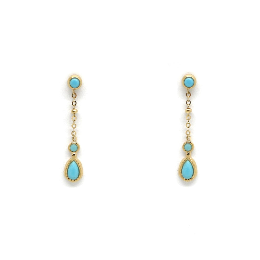 Mini Dangle Earrings with African Turquoise and 24K Gold -French Flair Collection- E4-126