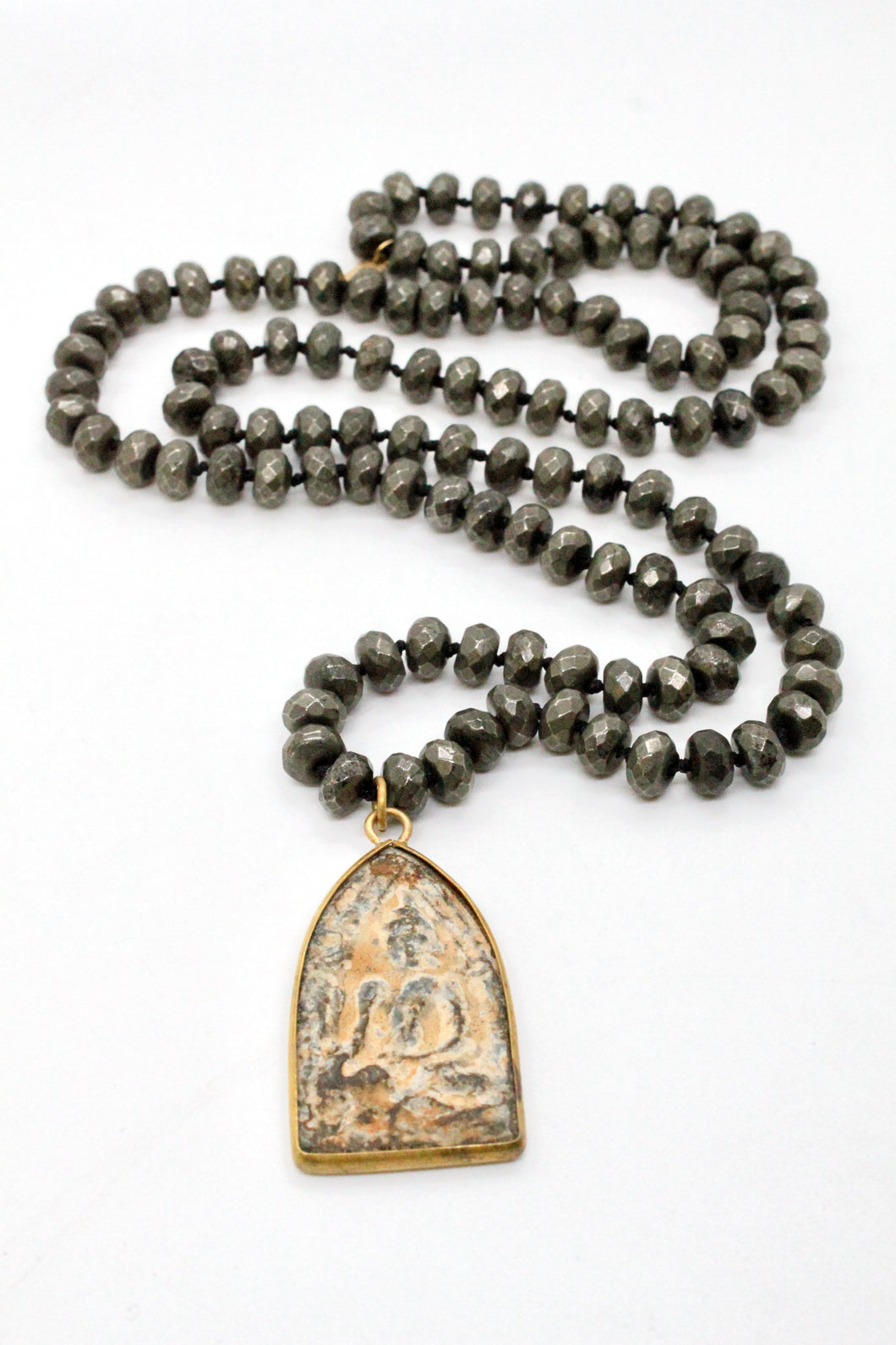Pyrite Stone Gold Buddha Necklace -Buddha Collection-