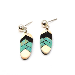 Navajo American Indian Turquoise Feather Earrings