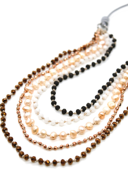 Semi Precious Stone Multi Strand Short Necklace - NLS-Jicama