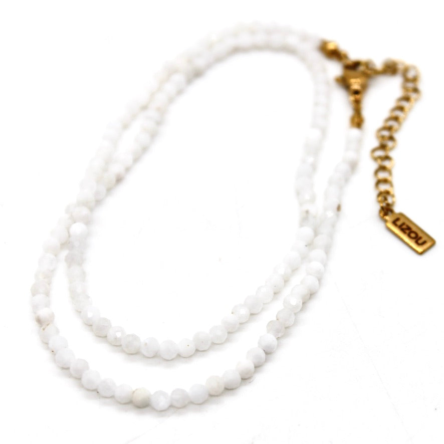 Short Moonstone Simple Stone Necklace - N9-200MS