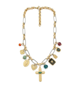 Malachite Cross Charm Necklace - N2-2655