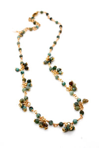 African Turquoise 24K Gold Plate Chain Necklace