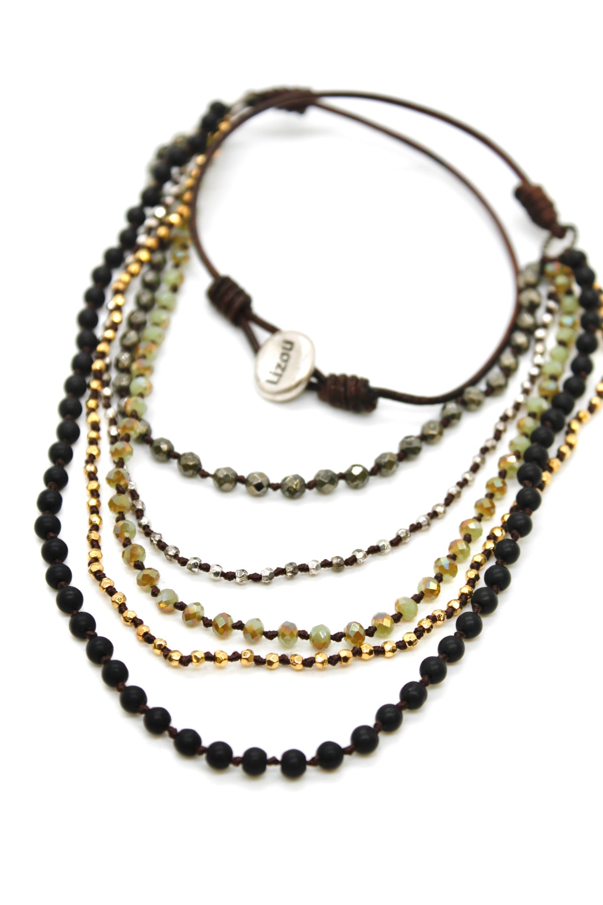 Semi Precious Stone Multi Strand Short Necklace - NLS-Nova