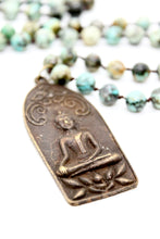 Load image into Gallery viewer, Thai Buddha Amulet on African Turquoise -Buddha Collection-
