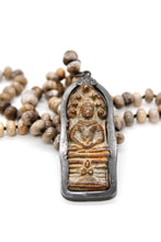Load image into Gallery viewer, Sitting Buddha Amulet Pendant on Silver Leaf Jasper Stone Necklace
