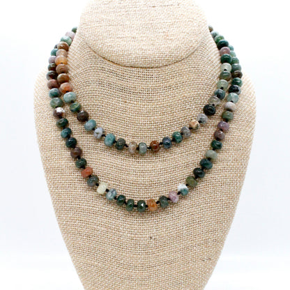 Hand-Knotted Long India Agate Bead Necklace - NL-IA