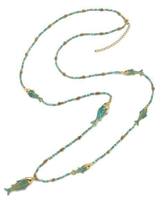 Stone Fish Lariat Necklace - N2-2595