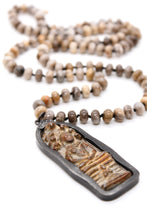 Load image into Gallery viewer, Sitting Buddha Amulet Pendant on Silver Leaf Jasper Stone Necklace
