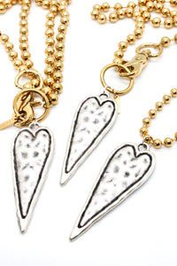 Elongated Heart Convertible Gold Chain Necklace