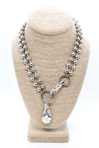 Flower Cutout Pendant Convertible Silver Chain Necklace