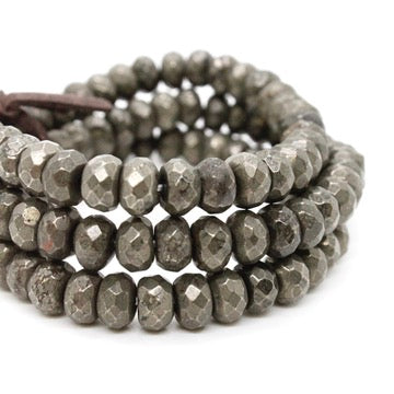 Faceted Pyrite Three Strand Bracelet -BL-PY