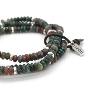 Indian Agate + Silver Bracelet Bundle