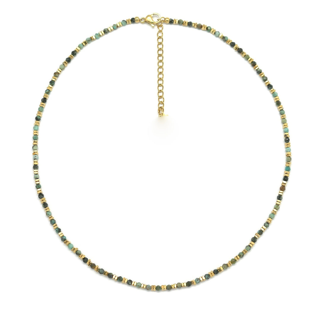 Delicate 24K Gold Plate and Faceted Turquoise Necklace -French Flair Collection-