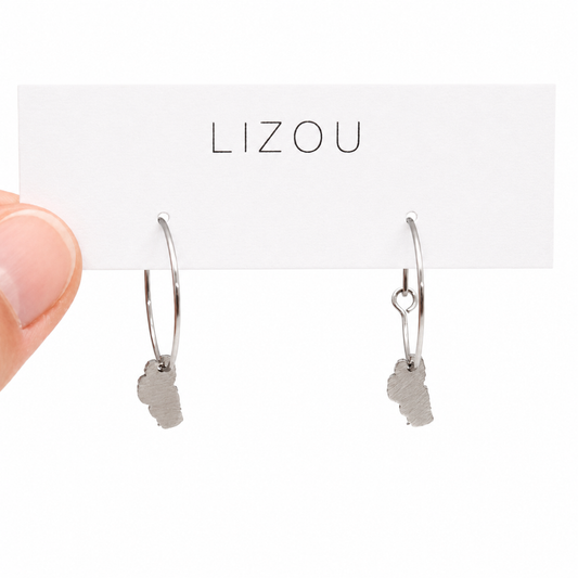 Small Delicate Silver Tahoe Charm Hoop Earrings - E9-201SS