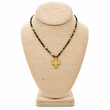 Load image into Gallery viewer, Faceted Mini African Turquoise Short Delicate French Religious Medal Necklace - FMN24
