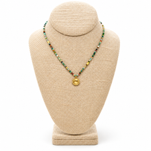 Load image into Gallery viewer, Faceted Mini Indian Agate Short Delicate French Religious Medal Necklace- FMN28

