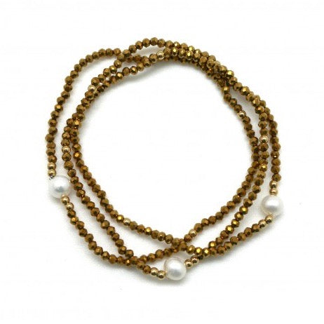 Three Crystal Bracelets with Freshwater Pearls B1-2102 -French Flair Collection-