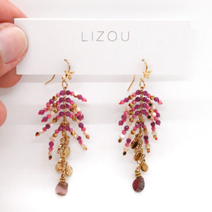 Semi Precious Stone and Mother of Pearl Dangle Earrings - E4-322
