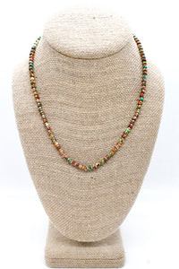 Multi Color Jasper and Gold Short Beaded Necklace