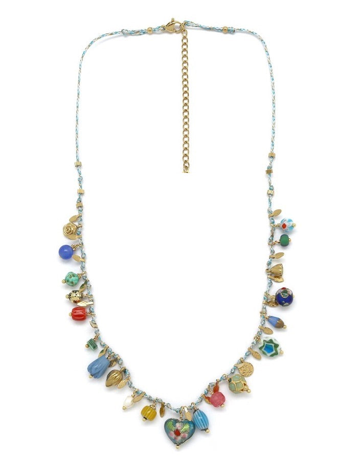 Mini Colorful Charms Heart Necklace - N2-2613