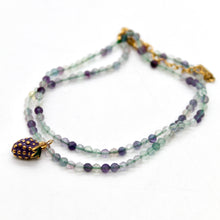 Load image into Gallery viewer, Wine Grapes Mini Stone Gold Charm Necklace
