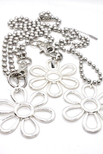 Summer Daisy Pendant Convertible Silver Chain Necklace